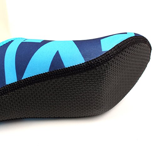 WOWFOOT Barefoot Water Skin Shoes Socks Women Men Flexible Swim Shoe Beach Aqua Surf Pool Yoga Exercise (7-1.M(W:5.5-6.5), Blue(Pattern))