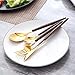 ArderLive 18/10 Stainless Steel Flatware Set with Box,6 Piece Office Utensils include Knife Fork Spoon Straws,Portable Utensils Set For Tavel,Camping,Hiking,Lunch box.(Wold+Golden)
