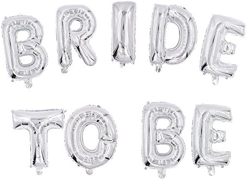 TPARTYCOM BRIDE TO BE Silver Foil Letter 16" Balloons for Bridal Shower, Bachelorette Party, Wedding Decorations