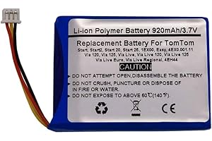 STARNOVO Battery for Start,Start2,Start 20,Start 25,1EX00,Easy,4EX0.001.11,4EN42,4EN.001.02,4EN52,4EV42,4EV52,4EH44,Tomtom Via 120,Via 125,Via Live,Via Live 120,Via Live 125,Via Live Euro,Via Live Regional