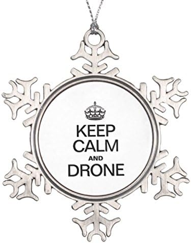 Follies Christmas KEEP CALM AND DRONE SNOWFLAKE PEWTER CHRISTMAS ORNAMENT