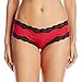 Maidenform Women's Underwear Hipster with Low-Rise Cheeky Fit, Scalloped Lace Panties (Retired Colors), Red Sweetheart Print/Black, 7