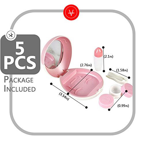 Travel Contact Lens Cases, Contact Lenses Solution Travel Size Holder with Mirror, Cute Egg Contacts Lens Tweezers Container Kit Mini Box for Contact Lens Care