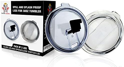 2 Splash Proof and Spill Resistant 30oz Tumbler Replacement Lids Leak Proof Vacuum Sealed. Fits Stainless Steel YETI RTIC Ozark SIC tumblers. Open/Close Lid Straw Friendly with Ebooks Kitchen Leaders