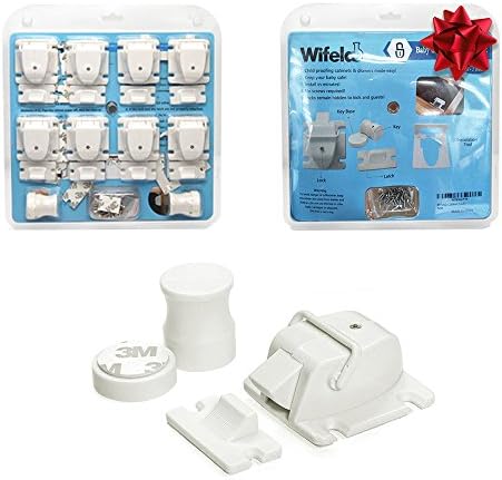 Wifelab Cabinet Locks | Universal Baby + Childproof Quick Installation (<3 Mins) | Strong Magnetic & Secure (8 Locks + 2 Keys) | 7 Extra Bonuses No Tools Required