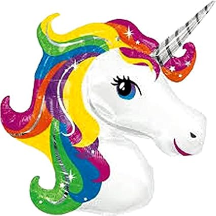 Einhorn Kopf Regenbogen 84 x 74 cm by Unbekannt