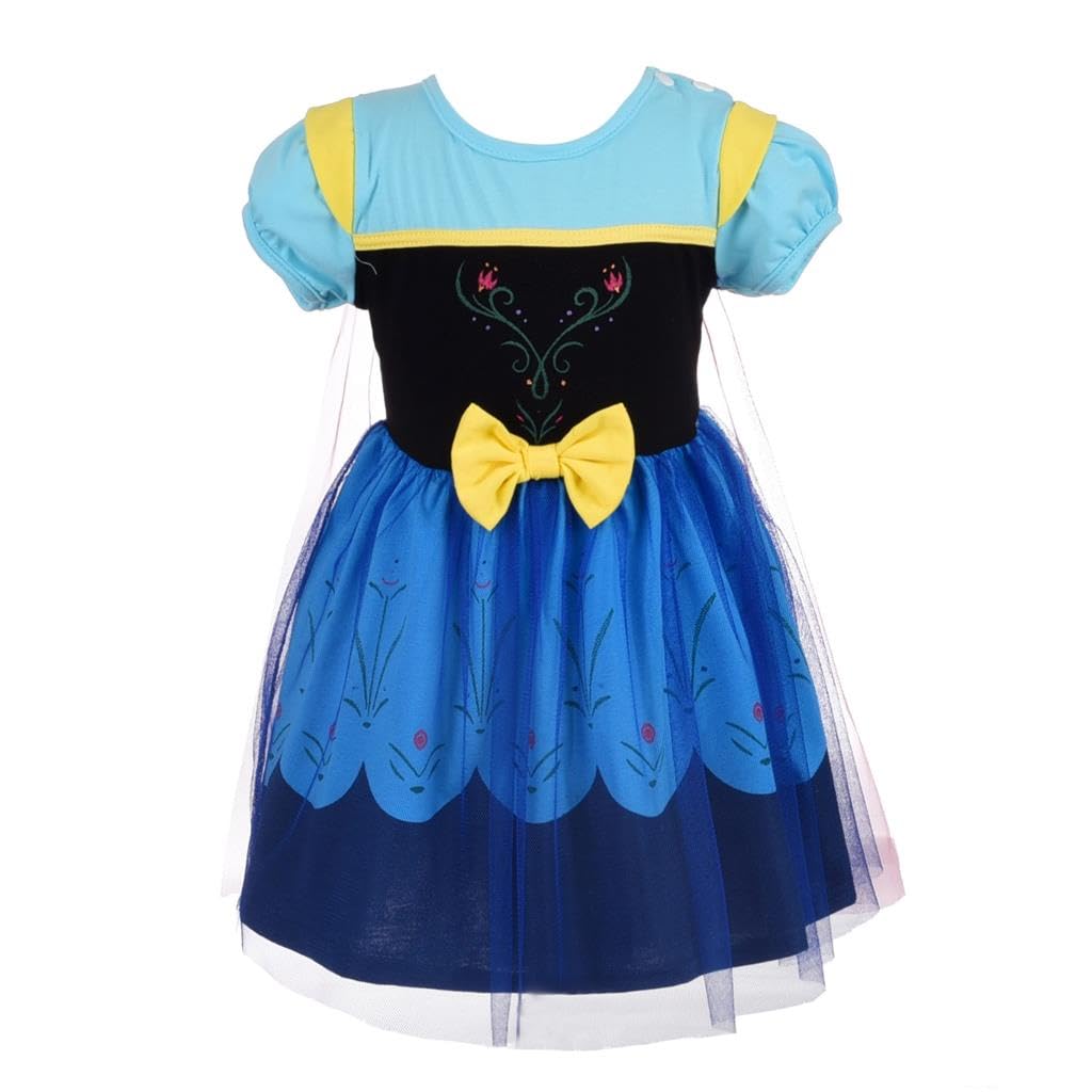 Lito Angels Princess Fancy Tulle Dress Up Costume with Cape for Baby Girls, Cotton Outfit Casual Wear, Age 12-18 Months, Blue 098