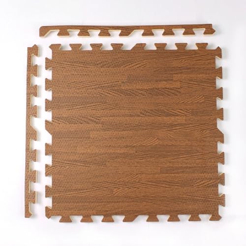 1cm Thick Kids Soft Wood Grain Foam Mats, Children Play Mat Floor Tiles with Border, Interlocking Puzzle Mats Foam Carpet, Floor Protection Pad(Brown,36PCS)