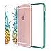True Color Case Compatible with iPhone 6/6s Case, Translucent Tropical Watercolor Pineapples Printed on Clear Hybrid Cover Hard + Soft Slim Thin Durable Protective Shockproof TPU Bumper Cover - Teal