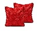 SeptCity Decorative Throw Pillow Covers for Couch Cushion Case, Romantic Love Satin Rose Wedding Party Home Decor, Home Gift (Set of 2)-Red