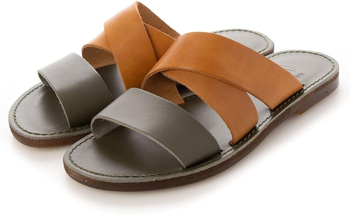 Amazon Italico イタリコ サンダル メンズ レザー 日本製 徳島 本革 ダブルベルト トング 牛革 2トーンカラー ファッションサンダル