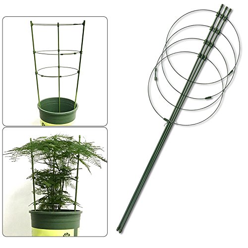 Yunhigh Plant Support Rings, Garden Plant Support for Potted Plants Climbing Winding Sturdy Tomato Cucumber Plant Cage Trellis
