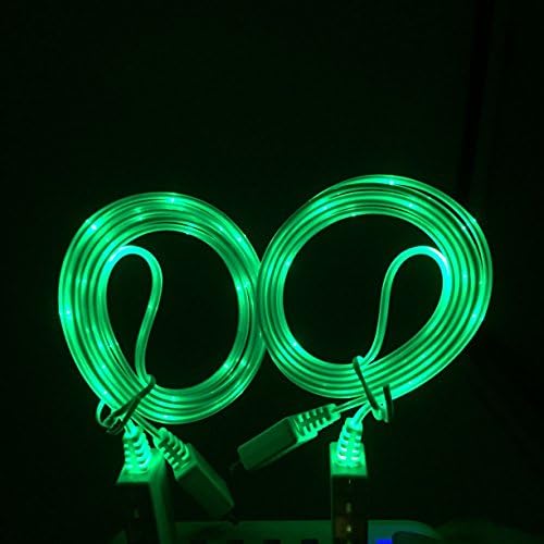 ZMD 2 Packs! Micro usb data charger cable with led light for Samsung galaxy s7 s6 edge ,LG ,HTC,SONY XPERIA (Green)