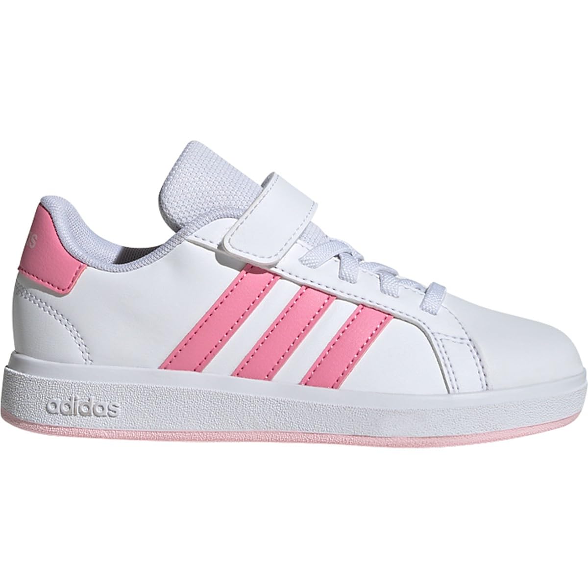 Adidas Unisex-Kids Grand Court 2.0 Elastic Lace, White/Bliss Pink/Clear Pink, 1