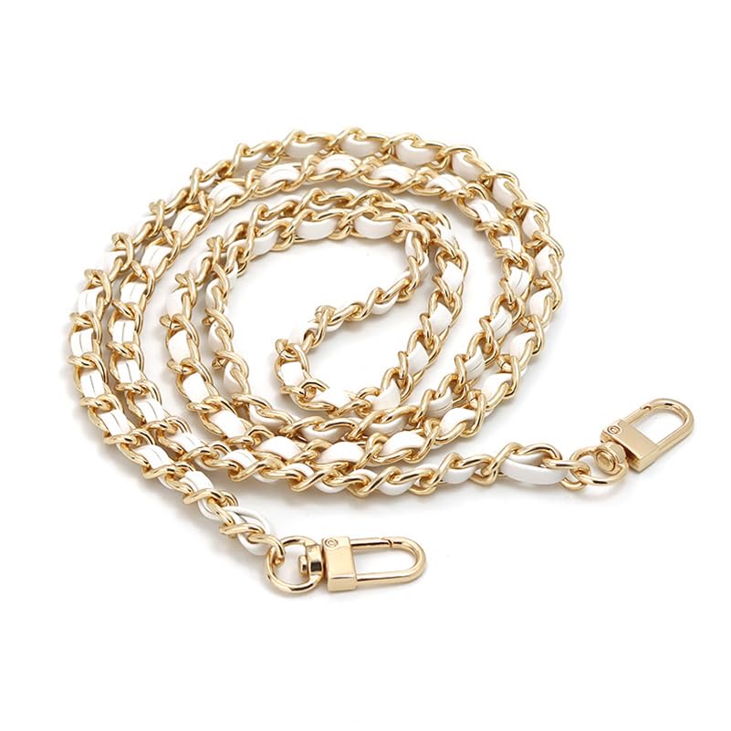 CCAIPU Handbag Chain Strap, Gold Alloy Bag Chain Adjustable Handbag Straps Replacement Purse Chains for Shoulder Cross Bag (Gold/White-A)