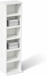 Oypla 6 Tier White Wooden CD DVD Game Shelf Storage Tower 102 Capacity