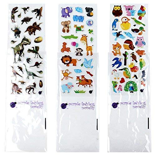 Purple Ladybug 3D Puffy Stickers for Kids in Bulk - 40 Assorted Sticker Sheets with 950+ Cute Stickers for Toddlers Girls & Boys - Mega Variety Pack Includes Fish, Animals, Alphabet, Cars, and More - Thumbnail 7