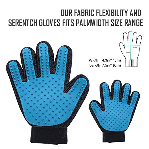 NHILES Pet Grooming Glove, Dog Hair Remover, Cat Grooming Deshedding Glove Brush, Detangle, Gentle and Efficient Massage Tool for Dog/Cat/Horse, Pet Combs One Pair
