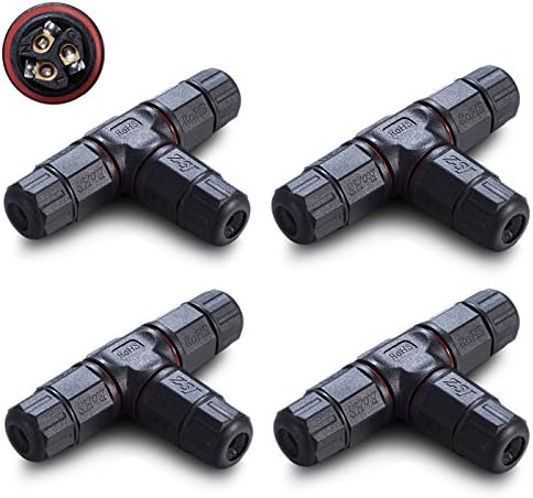 ASEL 4 Junction Box Cable Connector Waterproof Outdoor / External Junction Box Cable Connector Sleeve Ø 8mm-11mm (3 Way Black)