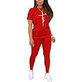 Nimsruc Biker Short Sets Women 2 Piece Outfits Summer Short Sleeve Jogger Tracksuit