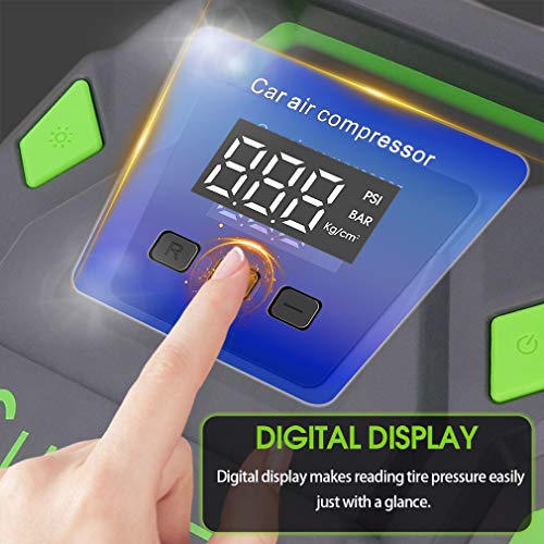 SUNLIFER Car Air Compressor Tire Inflator,12V Auto Tire Pump, Portable Digital Air Compressor for Car, Motorcycle, Bike and Other - New Upgraded