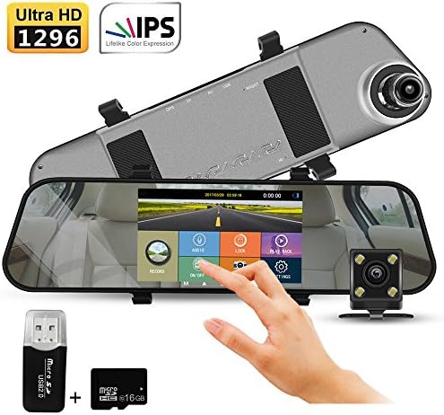 Dash Cam,170 Degree Wide Angle Touch Screen Night Vision Car Camera,Vehicle Video Recording Full HD 1296p with G- Sensor Motion Detection Loop Recording Camera 16GB SD Card Included