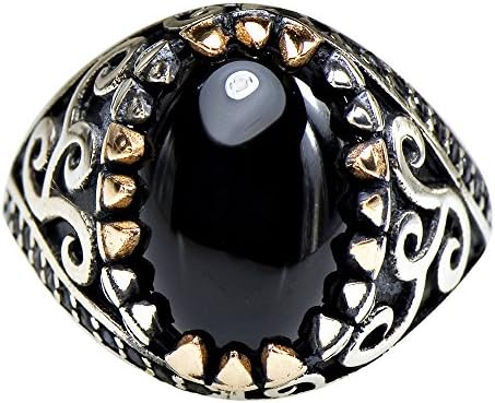 Men's Dark Elven Archer Natural Black Beauty Onyx Statement Ring 925 Silver