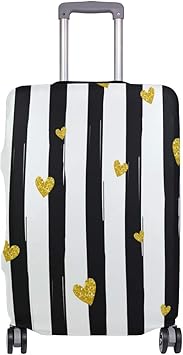 black and white striped suitcase