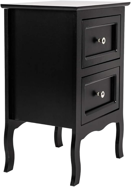 Amazon Com Tita Dong Black Nightstand With 2 Drawer Country Style Side End Wood Bedside Tables With Large Size Storage Drawer Kitchen Dining