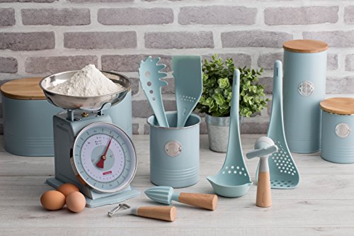 Typhoon Living Blue Utensil Pot, Durable Carbon Steel Crock With a Hard-wearing Matte Coating, Vintage-style Countertop Kitchen Tool Holder, 54-Fluid Ounces - Thumbnail 3
