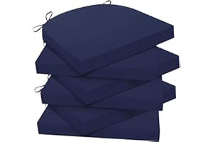 Wellsin Outdoor Chair Cushions for Patio Furniture - Patio Chair Cushions Set of 6 - Water Resistant Round Corner Outdoor Seat Cushions 17"X16"X2", Navy