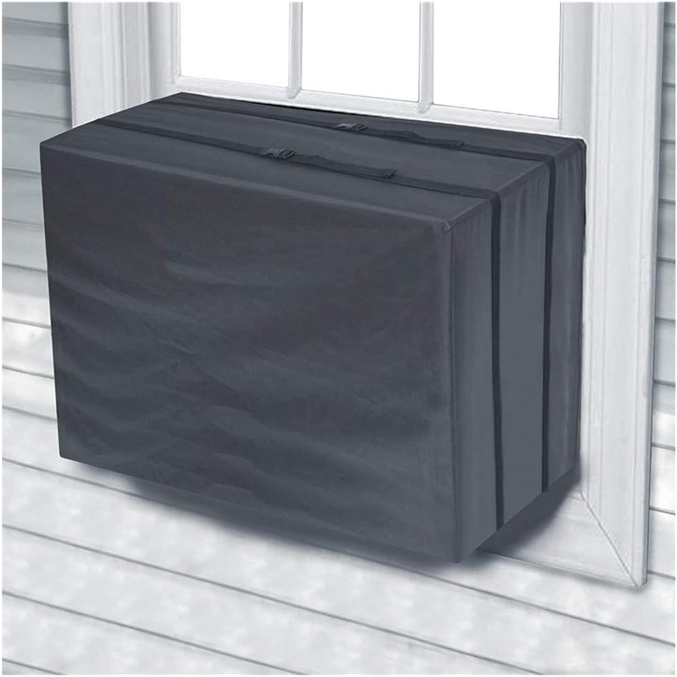 Wenini Air Conditioner Cover - Heavy Duty Large Universal Veranda AC Unit Cover Unit Anti-Snow Rain - Air Conditioner Outdoor Vent Full Cover Square (25"W x 20"D x 17"H, Black)