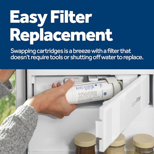 GE XWFE Refrigerator Water Filter, Genuine Replacement Filter, Certified to Reduce Lead, Sulfur, and 50+ Other Impurities, Replace Every 6 Months for Best Results, Pack of 1