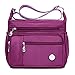 Waterproof Nylon Shoulder Crossbody Bags - Adjustable Shoulder Strap Handbag Multiple Zippered & Elastic Pockets + Organizer fors Wallet, Passport, Boarding Pass, Water Resistant