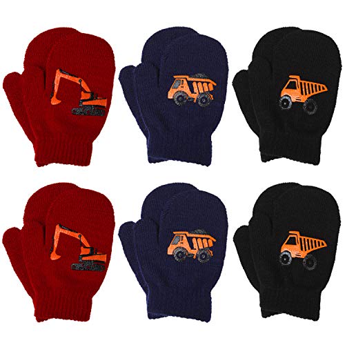 Coobey 6 Pairs Toddler Magic Stretch Mittens Winter Unisex Baby Knitted Gloves Mittens (Mixed Color I, 1-3 Years) - Thumbnail 7