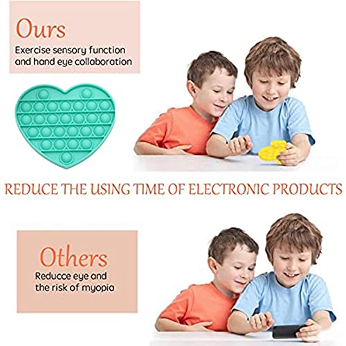 AmericFengBao Pop Fidget Sensory Toys, Pop Bubble Fidget Sensory Toy with Popping Sounds, Push Fidget Toy Reliever Office School Game Crafts for Kids Adults, Silicone Stress Toys (Heart Shape)