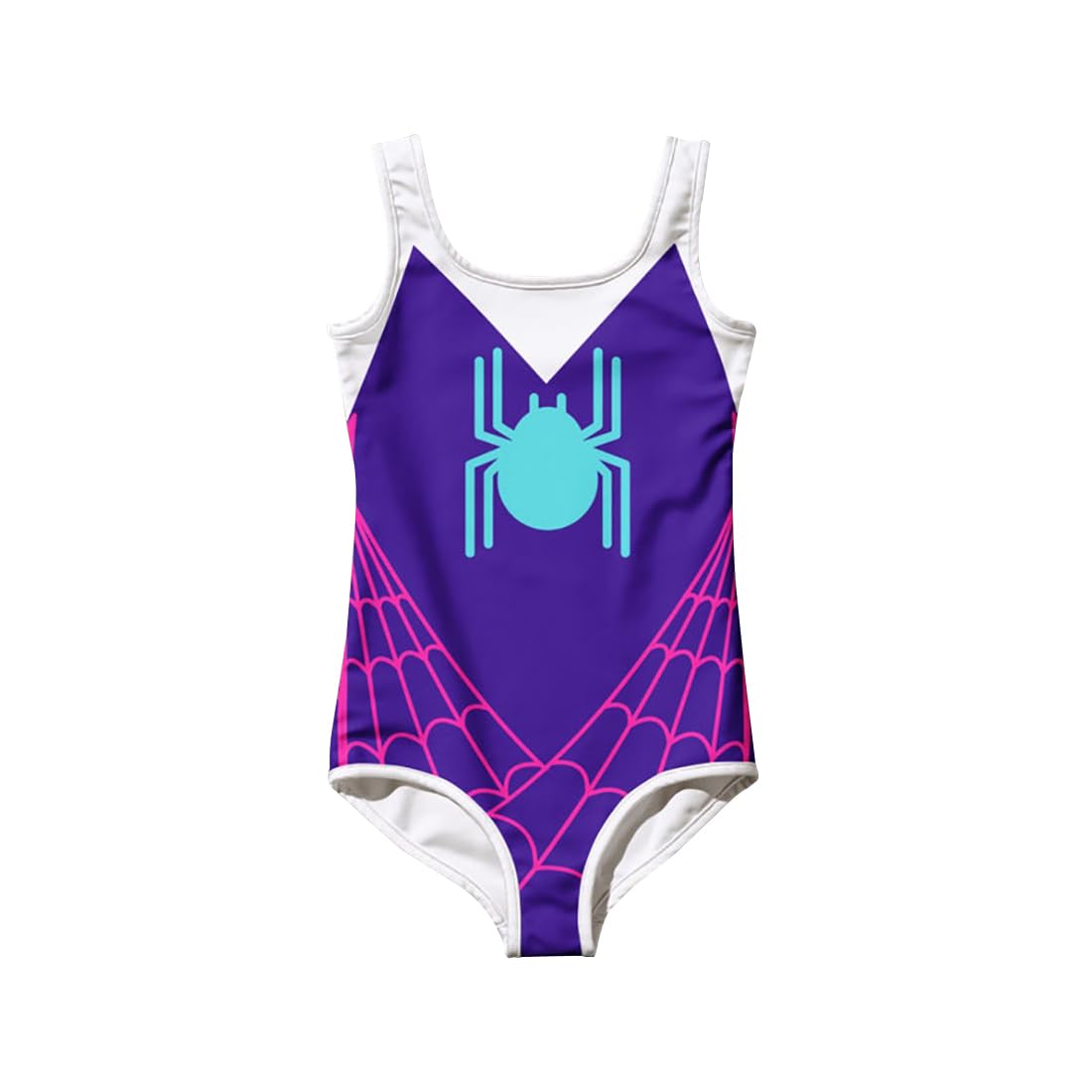 Photo 1 of uivic Girls Spider Swimsuit Cartoon Hero One Piece Bathing Suit Kids Beach Sport Summer Swimwear for 2-10Years (US, Age, 9 Years, 10 Years, Purple)