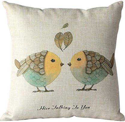 Vococo Set of 3 Country Lovely Birds Cotton/linen Sofa Cushions Decorative Pillow Cover 17"