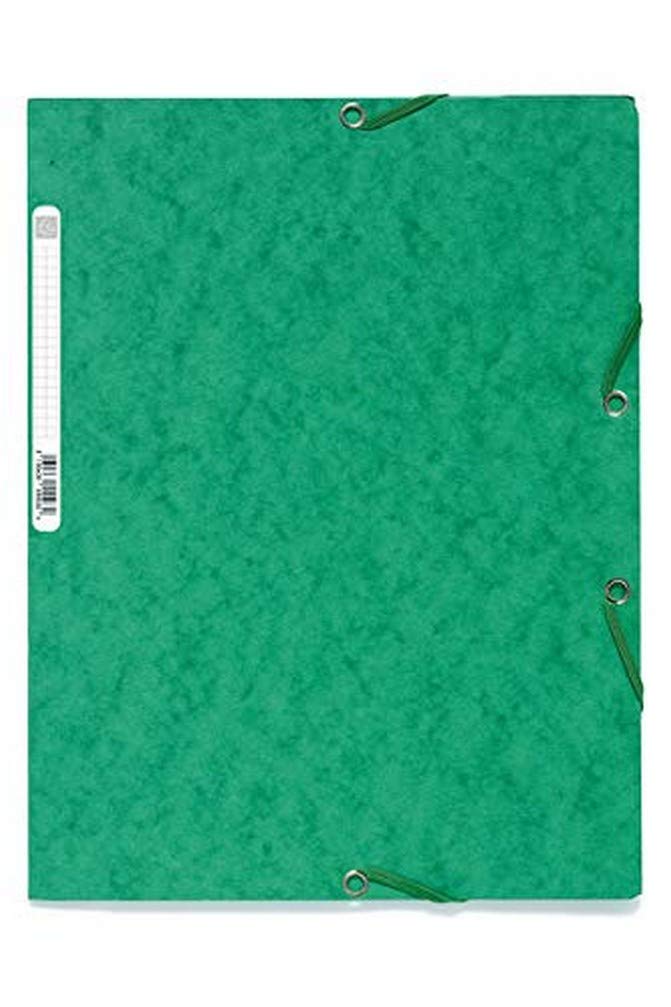 Exacompta - Ref 55503E - Europa Elasticated 3 Flap Folders (Pack of 25) - 24 x 32cm, Suitable for A4 Documents, 400gsm Genuine Premium Pressboard - Green