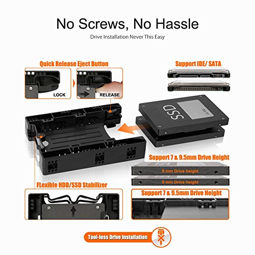 ICY DOCK Tool-less Dual 2.5 to 3.5 HDD Drive Bay SSD Mounting / Kit / Bracket / Adapter - EZ-Fit Lite MB290SP-B (1x Unit Package)