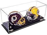 Deluxe Acrylic Collectible Pro / NCAA Double Mini Football Helmet, Mini Goalie Mask Display Case with UV Protection