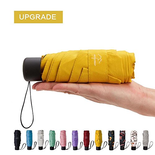 NOOFORMER mini Travel sun&rain Umbrella - Light Compact Parasol with 95% UV Protection for Men Women Multiple Colors