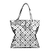Color Scissor Womens PU Leather Large Shoulder Bag Geometric Split Joint Tote Handbag Purse Silver