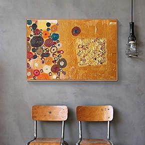 Floating Framed for Living Room Bedroom Golden Abstract...