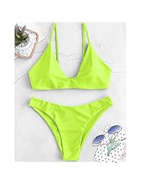 ZAFUL traje de baño de dos piezas para dama, con espalda alta, acolchado, de corte alto