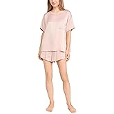 Lunya Women's Washable Silk Tee Short Set, Delicate Pink, XL