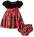 Bonnie Baby Baby Girls' Plaid Taffeta Holiday Dress with Stretch Velvet Bodice