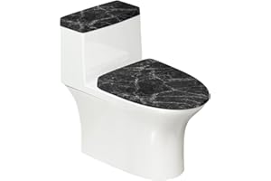 KUIFORTI Black Marble Toilet Lid Cover and Toilet Tank Cover Washable Toilet Seat Cover and Tank Lid Covers Stretch Toilet Cover Set for Bathroom Fits Most Toilet Tanks & Lids
