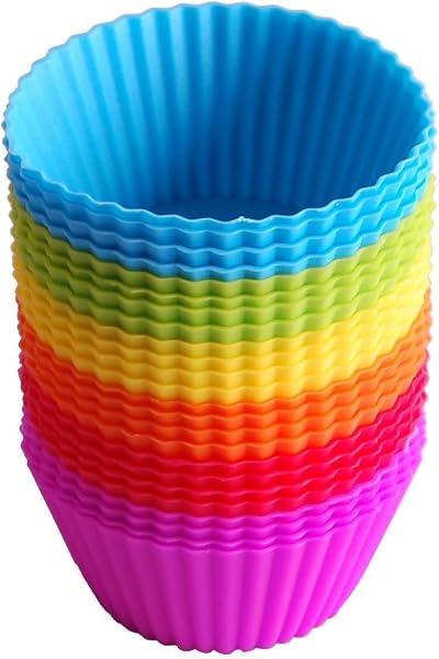NIWWIN Cupcake Molds 24-Pack Reusable Silicone Mini Muffin Molds FDA