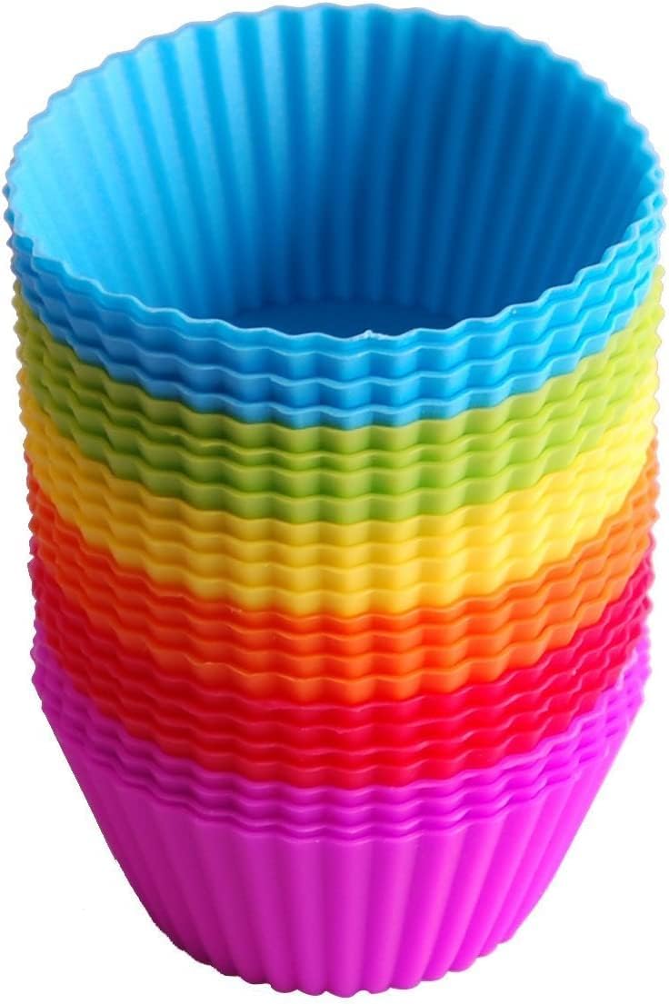 NIWWIN Cupcake Molds 24-Pack Reusable Silicone Mini Muffin Molds FDA
